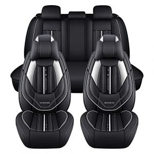 Jialuode Housses de Si&egrave;ge de Voiture, Protections de Si&egrave;ge Auto 5 si&egrave;ges, PU Cuir Housses de Si&egrave;ge Auto-Universel avec Appui-t&ecirc;te, M007 Noir Blanc (maiduoshen123, neuf)