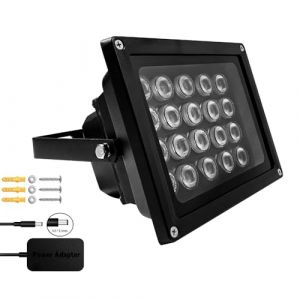 JCHENG SECURITY JC Illuminateur infrarouge 20 LED 90 degr&eacute;s grand angle IR pour vision nocturne 50 m&egrave;tres Projecteur infrarouge LED &eacute;tanche Noir (JCHENG SECURITY, neuf)