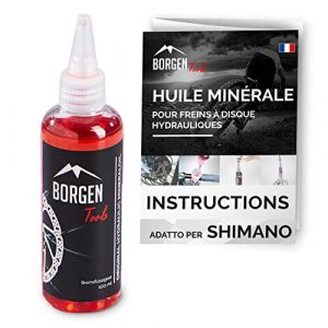 Borgen Huile min&eacute;rale pour freins &agrave; disque hydrauliques Shimano - 100 ml de liquide de frein pour purges multiples - compatible avec le kit de purge Shimano pour freins de v&eacute;lo - rouge (Sale.Lab, neuf)