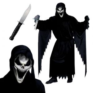 AirSuit® Déguisement Scream pour Adulte | Comprend 1 Costume, 1 Masque et 1 Couteau | Déguisement Fantôme Tueur pour Halloween | Ghostface | Cosplay Film d'horreur | 100% Fun | OriginalCup® (Original Party, neuf)