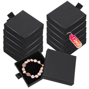 RYAN 12 Pièces Boite Cadeau Bijoux Ecrin Bijoux Petite Boite Cadeau Vide Boîtes à Bijoux de Bijoux Carrée pour Collier Boucles D'oreilles Bague Rangement de Bijoux (Noir, 7 x 7 x 1,7 cm) (FRLENGG, neuf)