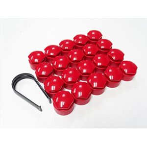 Partsdealers® Cache-écrous Ronds Fait pour Audi A1 A3 A4 A5 A6 A7 A8 TT Q3 Q5 Q7 17 mm (Rouge) (Partsdealers, neuf)