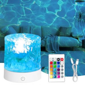 Lampe océan, 16 couleurs, avec USB, rechargeable, lampe océan, lampe océan, lampe à vagues, lampe rotative, projecteur de ciel étoilé, décoration de chambre (Kaiwend, neuf)