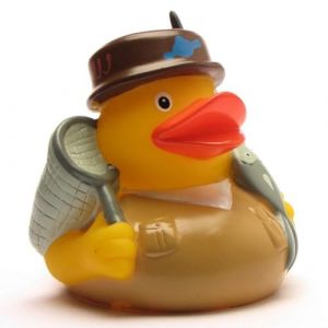 Duckshop I Canard de Bain pêcheur I Canard en Plastique I L : 8 cm - avec Porte-clés Canard en Plastique Inclus dans Le Set I Cadeau pour l'extérieur I Cadeau pour Homme (Duckshop.FRance, neuf)