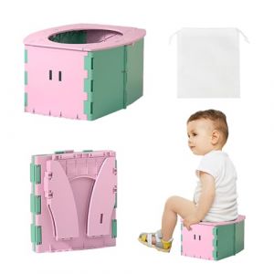 Pot pliable pour enfants, siège de toilettes pour enfants, pot de voyage portable, pliable, adapté aux garçons et aux filles (poudre de camélia) (Little Loli, neuf)