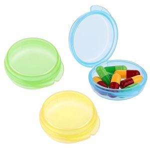 WLLHYF Lot de 3 petites boîtes à pilules portables de voyage - Pilulier quotidien pour médicaments, vitamines, foie de morue, huile de foie, sac à main pour la maison, le travail en plein air, le (chuhua, neuf)