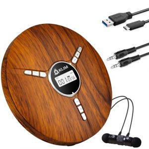 KLIM Discman Lecteur CD Portable avec Batterie Int&eacute;gr&eacute;e - Nouveaut&eacute; - &Eacute;couteurs KLIM Fusion - Baladeur Lecteur CD pour Voiture, Mini Walkman CD, Compatible avec CD-R, CD-RW et MP3 - Wood (KLIM Technologies France, neuf)