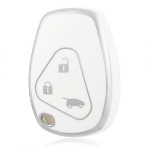 OFF WE GO Coque Clé Etui Cles pour Renault Boitier Clé de Voiture pour Twingo Master Modus Kangoo Clio Trafic Duster Vivaro Espace Voiture Clé à Télécommande Protecteur Accessoire, Blanc Argent (OFF WE GO, neuf)