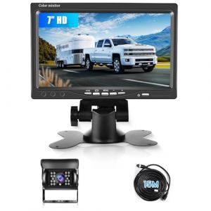 Cam&eacute;ra de Recul avec Moniteur HD 7 Pouces, Camera de Recul supportant la Vision Nocturne IR IP69 &Eacute;tanche，Cam&eacute;ra de recul pour Camion, Bus, Camping-Car et Remorque, C&acirc;ble 15M (VECHTEL, neuf)
