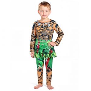 BSBUY D&eacute;guisement Maui Enfant Gar&ccedil;ons, Ensemble de Costume Vaiana 2 Cosplay Enfant, Maui Top&Pantalon Prints Set, Pyjama Garcon, Costume Carnaval Enfant 5-12 Ans pour Anniversaire Halloween F&ecirc;te (BSBUY, neuf)