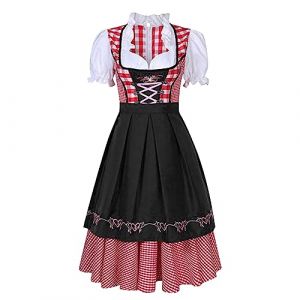 G&eacute;n&eacute;rique Costume Dirndl Femme &Eacute;v&eacute;nement - Robe Bavaroise Traditionnelle Style Oktoberfest (F&ecirc;te de la Bi&egrave;re) - Jupe &Eacute;vas&eacute;e, Corsage - D&eacute;guisement Festival, Carnaval (Windsfinr, neuf)