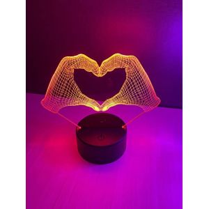 G&eacute;n&eacute;rique Veilleuse Enfant 3D - Veilleuse Effet 3D - Lampe de Chevet - Veilleuse B&eacute;b&eacute; (Main C&oelig;ur) (RJM Concept, neuf)