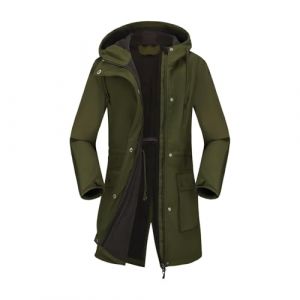NSICBMNO Vestes imperm&eacute;ables pour femme avec doublure en polaire - Manteau de pluie long parka chaud coupe-vent thermique - Manteau d'hiver &agrave; capuche avec fermeture &eacute;clair int&eacute;grale - Trench long avec (NSICBMNO - IUsure, neuf)