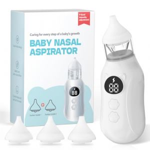 Mouché Bébé Électrique, Aspirateur Nasal Rechargeable pour Bébé avec 9 Niveaux d'aspiration, 4 Embouts Silicone, Affichage LED, Conception Anti-Refoulement, Convient aux Bébés et aux Jeunes Enfants (REALTECO, neuf)