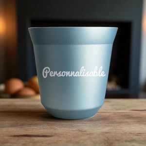 France Design Tasse Personnalisable Expresso en Inox &ndash; Secret Santa &ndash; Gravure Laser avec Pr&eacute;nom, Logo ou Texte &ndash; Cadeau de Noel ou d'anniversaire unique et original (Bleu claire, 160ml) (France Design, neuf)