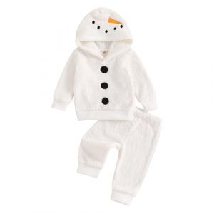 Caziffer Ensemble de No&euml;l B&eacute;b&eacute; Gar&ccedil;on Fille D&eacute;guisement Imprim&eacute; Sweat &agrave; Capuche + Pantalon Unisexe 0-3 Ans (Blanc A, 12-18 Mois) (baixia, neuf)