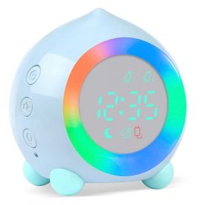 Ayybboo R&eacute;veil Lumineux pour Enfants,Horloge Num&eacute;rique LED avec Veilleuse,Alarme Snooze,Volume R&eacute;glable,USB Rechargeable,Jour/Nuit Enfants Filles Gar&ccedil;ons（Bleu） (GUUMUXIN EU, neuf)