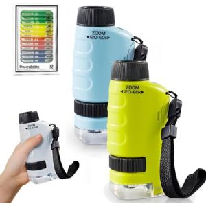 Microscope Portable pour Enfant 2026 - MiniScope de Poche 60x &agrave; 120x, Jouet Scientifique &Eacute;ducatif pour Petits Scientifiques et Exp&eacute;riences, (Bleu + Vert) (LittlePai, neuf)