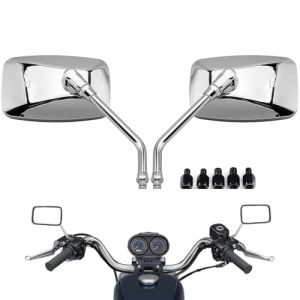 YUJYGAO R&eacute;troviseur moto, Rectangle r&eacute;troviseurs lat&eacute;raux M10 M8 Compatibles avec paquet de vis pour scooter Street Bike Cruiser Chopper Bobber ATV (Yao Shun Trading, neuf)