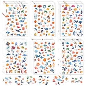 XIHIRCD 24 Feuilles Autocollants Animaux Marins, Autocollants de Vie Marine Étiquettes de Créatures Marines Autocollants Océan Autocollants en Forme Vie Marine pour Décoration Enfants Cadeaux Marque (YESIONG, neuf)