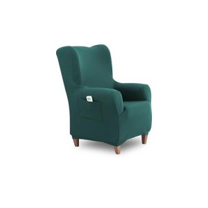 TEXTIL-HOME Housse de Fauteuil &agrave; Oreilles 1 Place Extensible TEIDE avec Accoudoirs &ndash; Prot&egrave;ge-Fauteuil Universel &Eacute;lastique, Anti-Taches, Couleur Vert &eacute;meraude (70-110 cm) (textil-home, neuf)