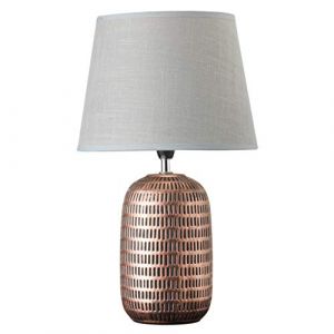 Baroni Home Lampe de Chevet en C&eacute;ramique et Tissu, Lampe de Table Abat-jour avec Interrupteur, Lumi&egrave;re du Jour Design Chic, Lampe de Bureau Moderne, Cuivre Bronze, 26x26x42 cm (Baroni Home, neuf)