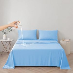 DUJUIKE Couvre-lit imperméable, Drap de lit imperméable, protège-Matelas, Housse de canapé pour Chien, Chat, Enfants, pour lit Twin Size (Bleu Ciel, Twin 160 * 230cm) (MKFS-STORE, neuf)