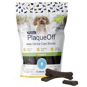 ProDen PlaqueOff 20 Mini os dentaires au goût de légumes pour petits chiens – Réduit le tartre, la plaque dentaire, la mauvaise haleine et améliore la santé bucco-dentaire (Swedencare Ireland, neuf)