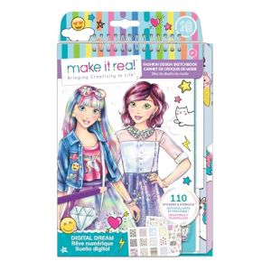 Make It Real – Cahier de mode digital | Créer des vêtements avec autocollants & pochoirs | Jeux de mode pour filles créatif | Création de vêtements pour filles dès 8 ans (Toytown Europe, neuf)