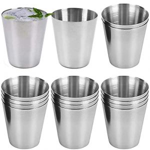 saijer Verres à Shot en Acier Inoxydable,16 Pcs Tasses Gobelet Bière en Acier Inoxydable Empilables et Portables Verre à Shoot Shooter Verre Gobelet à Shoot Verre à Schnaps Whisky Rhum(30 ml) (Saijer, neuf)