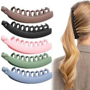 5 Pi&egrave;ces Pinces &agrave; Cheveux Banane, Pinces &agrave; Cheveux Banane, Pinces &agrave; Cheveux pour Femmes, Grande Pince Banane, Accessoire Cheveux Pince Banane pour Femmes et Filles (NHQZ, neuf)