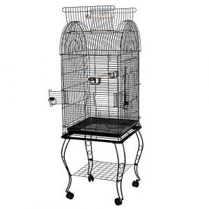 XUANYU Cage d'élevage pour Oiseaux Solid Cage Oiseau sur Pied Voliere Oiseaux Interieur/Exterieur Cage Oiseau Volière Oiseaux pour Perruche Canari (Noir sur roulettes 59 * 59 * 150 cm) (XUASHW, neuf)