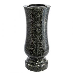 Afterglow &Eacute;l&eacute;gant vase fun&eacute;raire en granit v&eacute;ritable, Impala fonc&eacute;, Hauteur : 28 cm, Diam&egrave;tre : 12 cm, D&eacute;coration fun&eacute;raire r&eacute;sistante aux intemp&eacute;ries et au gel, Vase en granit avec insert en (Naturstein-Produkte, neuf)