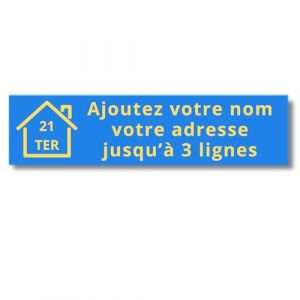 Plaque Bo&icirc;te aux Lettres Personnalis&eacute;e Adh&eacute;sive - Nom Grav&eacute; PVC R&eacute;sistant - 10x2.5cm Gris Alu M&eacute;tallis&eacute; - 1 &agrave; 3 Lignes pour Maison Num&eacute;ro Rue (Bleu Azur/Jaune) (Univerdeal, neuf)