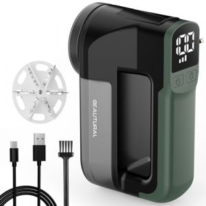 BEAUTURAL Rasoir Electrique A Peluches 3 Niveaux De Puissance Reglables Tete A 6 Lames pour Differents Tissus Complet avec Cable De Charge Type C Et Brosse De Nettoyage (blizz stdio, neuf)