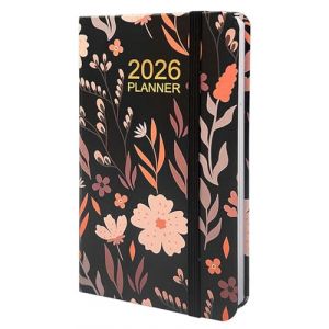 FUGLUS Agenda hebdomadaire J6806 2026, format A6, noir, couverture rigide en papier kraft, &eacute;lastique, porte-stylo, 80 pages, v&eacute;gan, peut &ecirc;tre utilis&eacute; comme calendrier, agenda ou calendrier de poche (BOOKING PRICELESS, neuf)