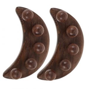 Didiseaon 2 pi&egrave;ces Outils de Massage Gua Sha Bois de Massagers Manuels pour Visage et T&ecirc;te Design Innovant Forme de Croissant &agrave; Perles Accessoires (Panvalua, neuf)