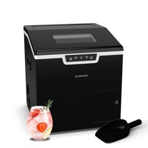 Klarstein Icefestival Cube machine à glaçons - 20 kg/24 h, glaçons et glmace pilée, 400 W, réservoir 1,8 L, bac à glace 1,9 kg, panneau LED, auto-nettoyage, noir - machine à glaçons maison (Klarstein France, neuf)