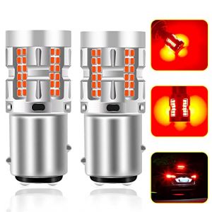 Chemini 2pcs Ampoule LED 1157 BAY15D P21/5W pour Voiture Feu de Freinage à LED Feu de Recul Feu Brouillard Arrière Haute Luminosité 66SMD LED Chip DC12v-24v-Rouge (chemini, neuf)