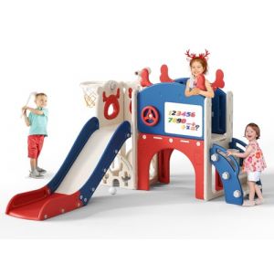 Krovtoy Toboggan pour Tout-Petits sur Le thème de l'élan de Noël de Krovtoy, Toboggan pour Tout-Petits Autonome avec Ensemble de Golf, pour Une Utilisation intérieure/extérieure (Rouge Bleu- 6 en1) (BEE BALL LIMITED, neuf)