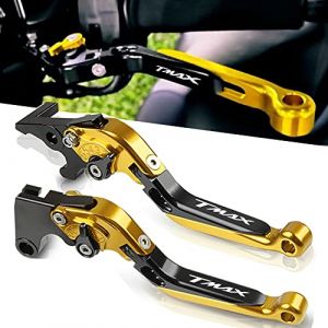 Adjustable Moto Leviers d'embrayage de Frein CNC pour T-Max 530 500 2008-2016 Tmax 530 SX DX 2017 2018 2019 TMAX 560 2020 (Or/Noir) (QJY-Motor Part-Store, neuf)