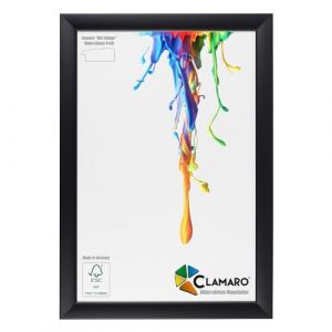 Clamaro 'Neo Collage' cadre photo 65x95 fait main sur mesure | Noir Mat | Cadre en bois MDF avec verre acrylique et accroche métallique (format paysage & format portrait) (Clamaro, neuf)