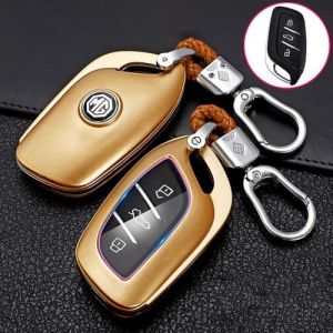 ZGCYK Voiture Coque de Clé pour MG ZS MG3 MG4 MG5 Scorpio MG6pro MG Mulan MG Navigator MG HS Télécommande étui à Clés Boîtier Protection Porte-Clés Gift Accessories,GoldstyleB-A (KOQNYQ, neuf)