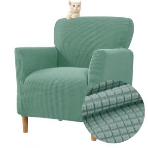 Highdi Housse de Fauteuil Extensible 1 Place, Jacquard Housse de Fauteuil Club Couverture de Fauteuil Chesterfield Lavable Protecteur de Fauteuil pour Salon Tub Chair Canapé (Vert) (Highdi, neuf)
