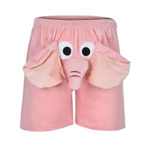 Homme Drôle Elephant Shorts Calecon Hommes Drole, Slip Elephant Shorts Boxer Calecon Drole Homme Short Nouveauté sous-Vêtements Drôle Éléphant Short Ample Boxer Pyjama Court Vêtements de Nuit (hoarse-NU, neuf)