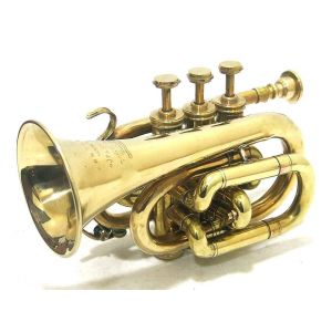 Trompette de poche en laiton antique vintage avec 3 valves (NANDNI HANDICRAFTS, neuf)