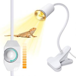 Lampe Chauffante Tortue, Lampe Reptile avec Dimmable Interrupteur, Lampe UVA UVB Tortue Terrestre avec 240CM Câble, Lampe Chauffante Terrarium, 10MM Épaissi Col de Cygne Lampe à Pince Céramique (LQUNFYL, neuf)