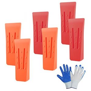 Flintronic Coins D'abattage, 6 Pi&egrave;ces Coin Bucheron Fendre pour D'arbres, Coin Eclateur Bois &agrave; Impact &Eacute;lev&eacute; pour Couper l'arbre, Cales D&rsquo;abattage pour Tron&ccedil;onneuse [6", avec Gant] (XJYEU, neuf)