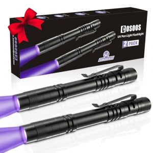 COSOOS Lot de 2 Mini Lampes de Poche UV à Lumière Noire 395 nm avec Clip, Lampe de Poche UV étanche pour Fuites, Urine d'animaux Domestiques, Scorpion, Inspection d'hôtel, Taches Sèches et Punaises de (COSOOS-EU, neuf)