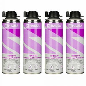 HAUSA Nettoyant pour Mousse PU et Pistolet pour mousse expansive HPR500 Détergent Dégraissage de Surfaces Métalliques Utilisation Professionnelle Nettoyage Laveur de Pistolets 4 x 500 ml (hausa.gmbh, neuf)